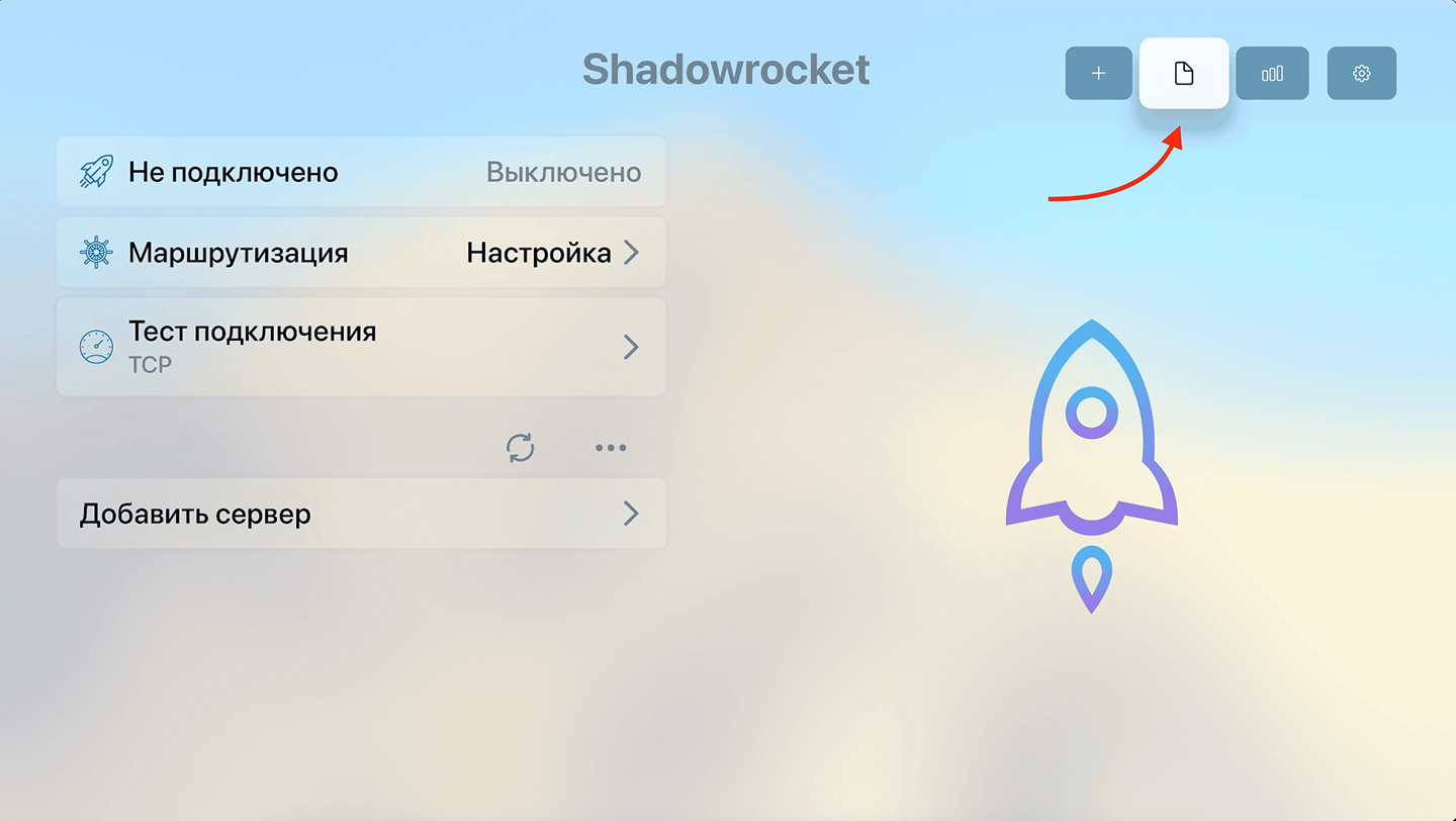 Шаг 5: меню импорта Shadowrocket